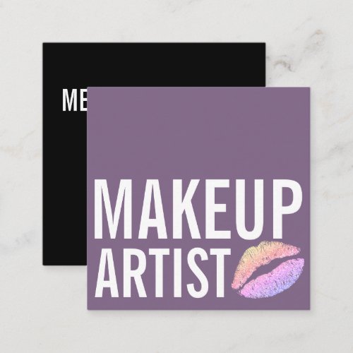 Modern purple makeup beauty square business card