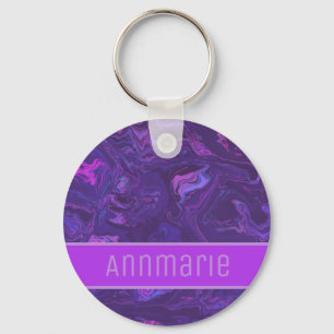 Modern Purple Marble Abstract Keychain