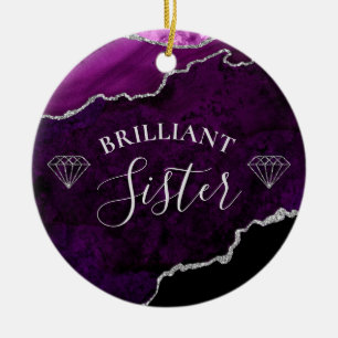 Modern Purple Marble Agate Brilliant Sister Ceramic Ornament