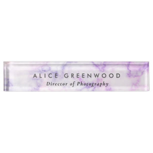 Modern purple marble desk name plate