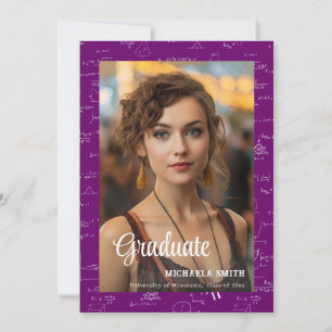 Modern Purple Math Photo College Graduation  Announcement