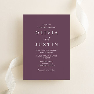 Modern Purple Mauve Wedding Invitation