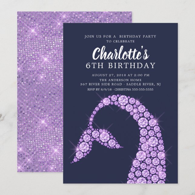 Modern Purple Mermaid Birthday Invitation (Front/Back)