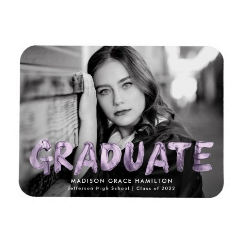 Modern Purple Metallic Graduation Photo Magnet