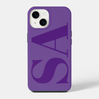 Modern purple minimal monogram iPhone 14 case