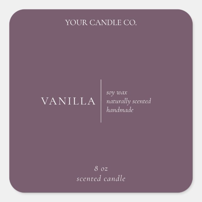 Modern Purple Minimalist Candle Label (Front)