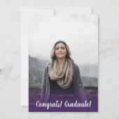Modern purple minimalist photo graduation invitation (Back)