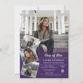 Modern purple minimalist photo graduation invitation (Front)