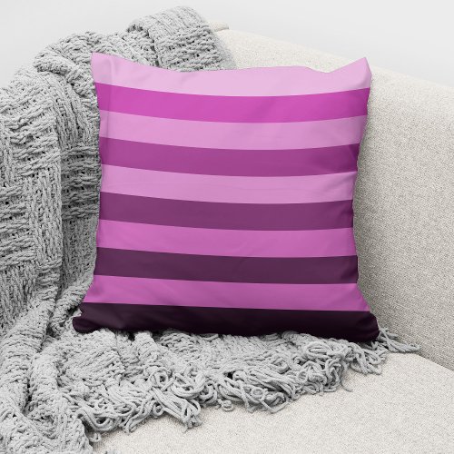 Modern Purple Monochrome Color Block Striped Throw Pillow