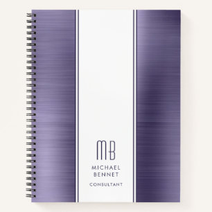 Modern Purple Monogram Business Notebook