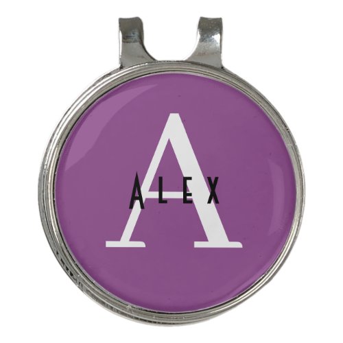 Modern Purple Monogram Name  Initial for Golfers Golf Hat Clip
