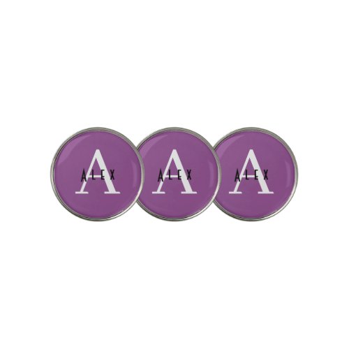 Modern Purple Monogram Name  Initial Golf Ball Marker