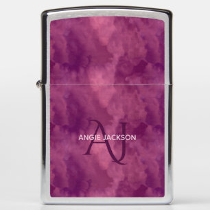 Modern Purple Monogram Name Zippo Lighter