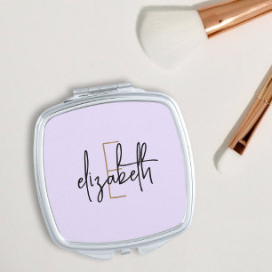 Modern Purple Monogram Personalized Compact Mirror