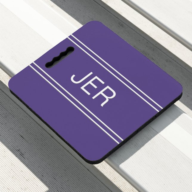 Modern Purple Monogrammed Initials Stadium Sports Seat Cushion (In Situ)