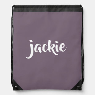 Modern Purple Monogrammed Name Drawstring Bag