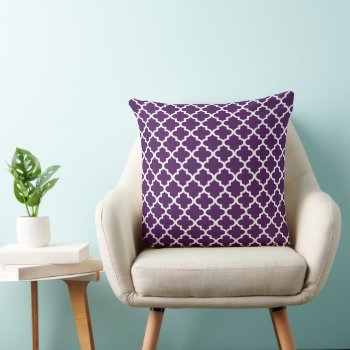 Modern Purple Moroccan Quatrefoil Pattern Throw Pillow by plushpillows at Zazzle