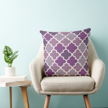 Modern Purple Moroccan Quatrefoil Tile Pattern Throw Pillow by plushpillows at Zazzle