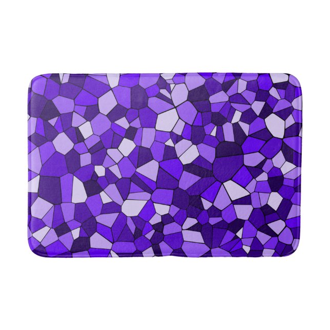 Modern Purple Mosaic Geometric Bath Mat (Front)