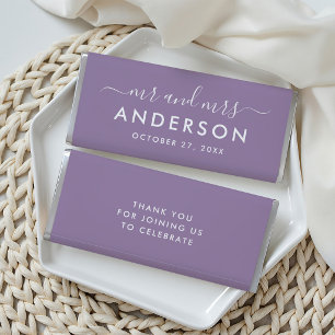 Modern Purple Mr and Mrs Wedding Hershey Bar Favors