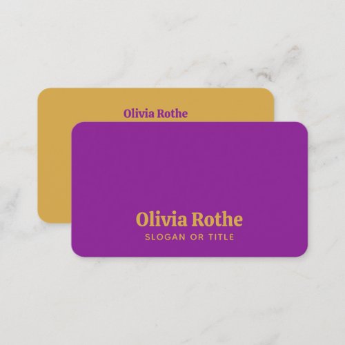 Modern Purple Mustard yellow Typography  Business Card