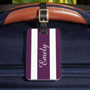 Modern Purple Name Luggage Tag