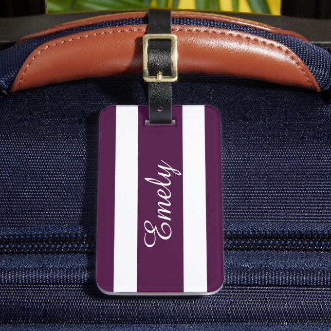 Modern Purple Name Luggage Tag (Front Insitu 2)