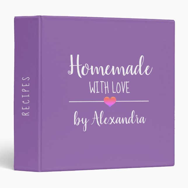Modern purple Name Recipe 3 Ring Binder (Front/Spine)