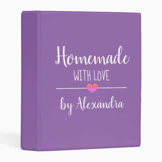 Modern purple Name Recipe Mini Binder (Front/Spine)