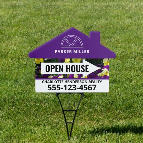 Modern Purple Open House Real Estate Sign