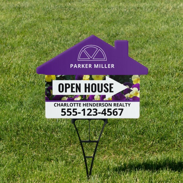 Modern Purple Open House Real Estate Sign (Insitu)
