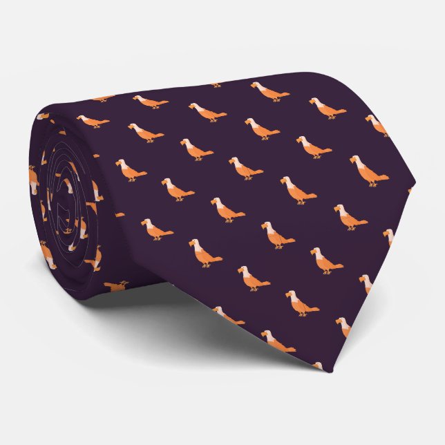 Modern Purple Orange Eagle Seamless Pattern Neck Tie (Rolled)