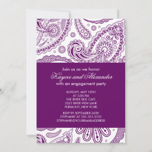 Modern Purple Paisley Engagement Party Invitations