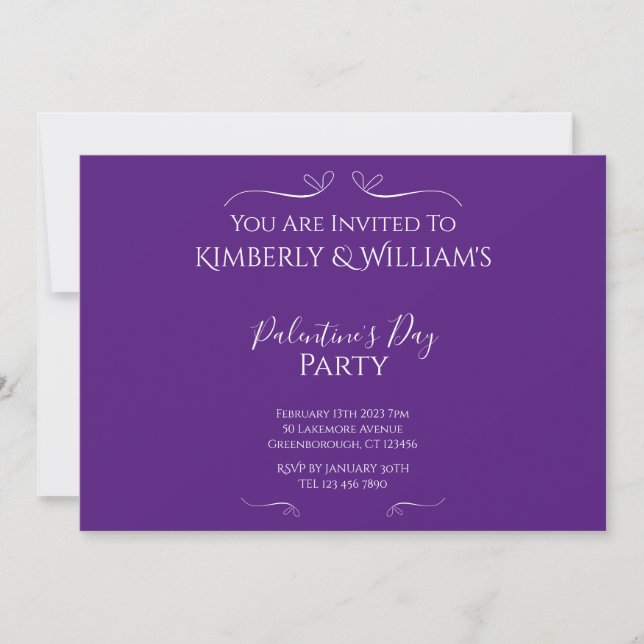 Modern Purple Palentine's Day Party Invitation (Front)