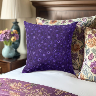 Modern Purple Peacock Feather Throw Pillow