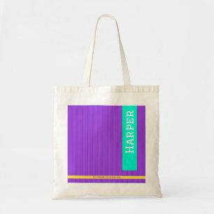Modern Purple Personalized Name and Monogram Tote Bag