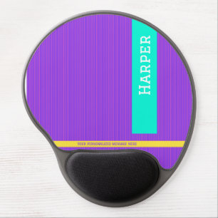 Modern Purple Personalized Name Gel Mouse Pad