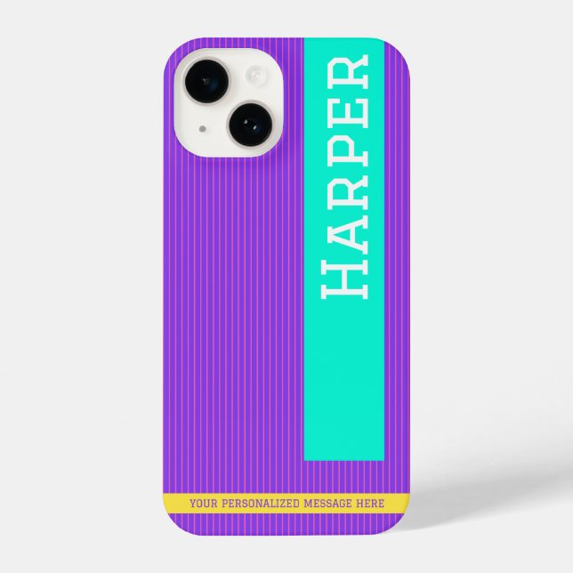 Modern Purple Personalized Name Iphone Case (Back)