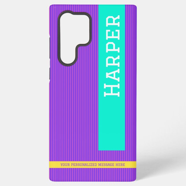 Modern Purple Personalized Name Samsung Galaxy Case (Back)