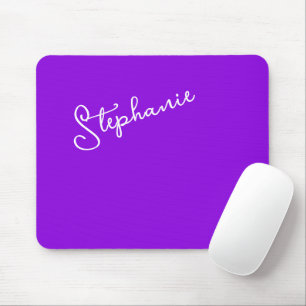 Modern Purple Personalized Name Script Minimalist Mouse Pad