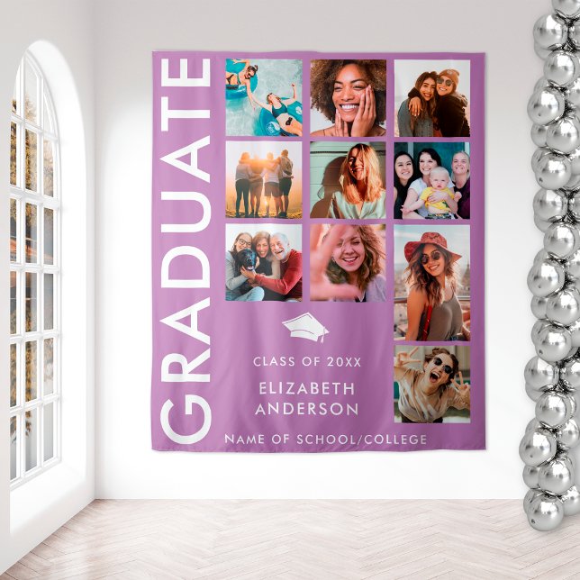 Modern Purple Photo Backdrop for Graduation Party (Creator Uploaded)