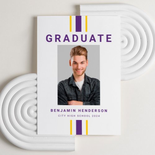 Modern Purple Photo Graduation Announcement