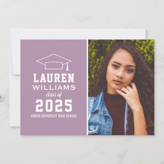 Modern Purple Photo Graduation Party Invitation (Front)