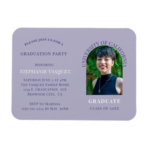 Modern Purple Photo Graduation Party Invitation  Magnet