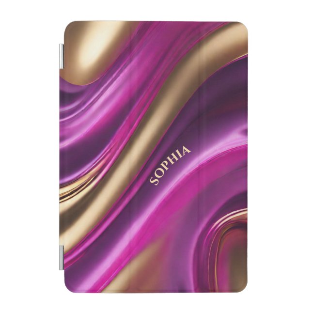 Modern-Purple Pink and Gold- iPad Mini Cover (Front)