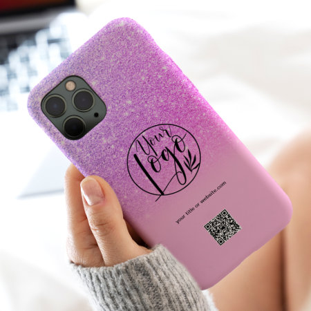 Modern  Purple Pink Business Corporate Logo Qr Case-mate Iphone 14 Pro