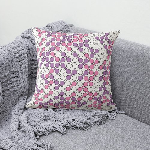 Modern Purple Pink Geometric Metaball Pattern Throw Pillow