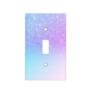 Modern purple pink glitter ombre blue gradient light switch cover