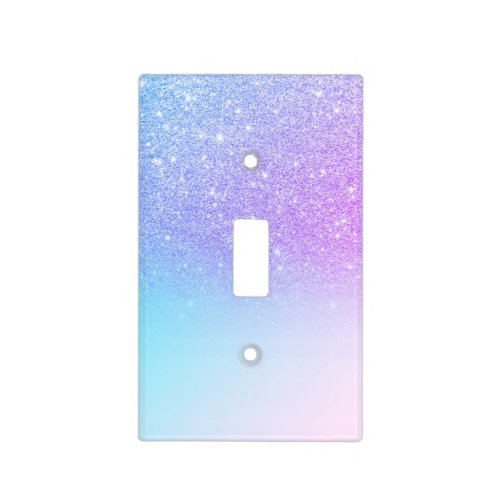 Modern purple pink glitter ombre blue gradient light switch cover