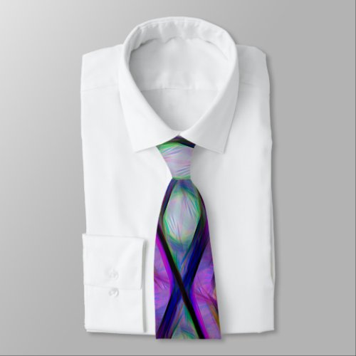 Modern Purple Pink Green Artsy Watercolor Neck Tie